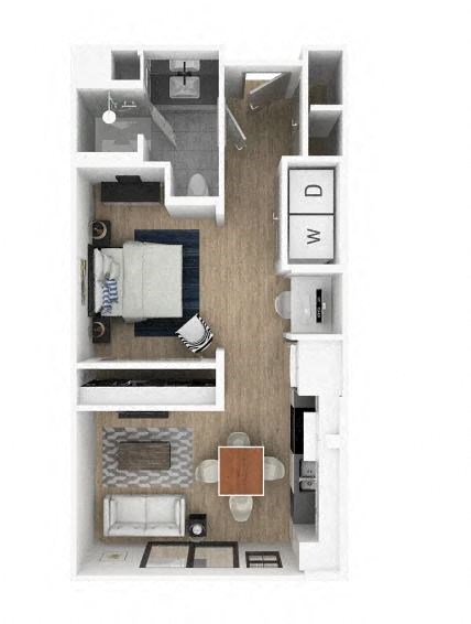 Floor plan for studio, 1 bath, 484 sqft