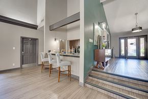 Dallas apartment for rent - kitchen with a dining table at Timberglen Apartments, Texas, 75287