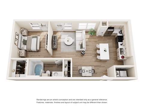 Floor plan for 1 bed, 1 bath
