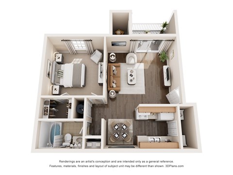 Floor plan for 1 bed, 1 bath, 785 sqft