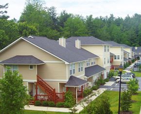 Hendersonville apartment for rent - A row of houses with a tree in the background.