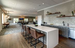 Wheeling apartment for rent - resident kitchen featuring a large island with seating