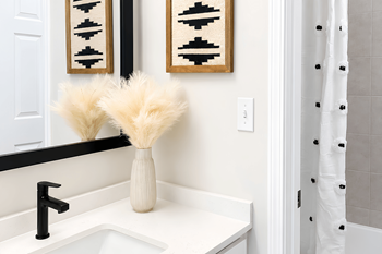 Sleek black fixtures & hardware