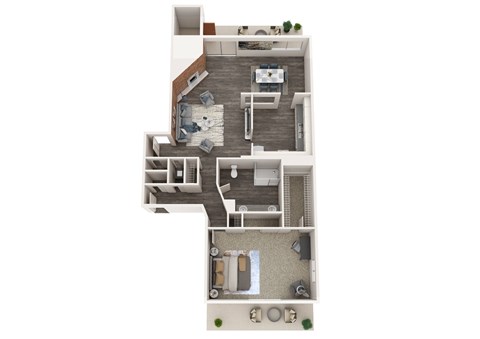 Floor plan for 1 bed, 1 bath, 1060 sqft