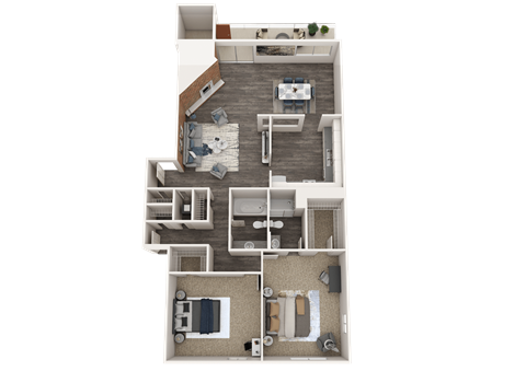 Floor plan for 2 beds, 2 baths, 1190 sqft