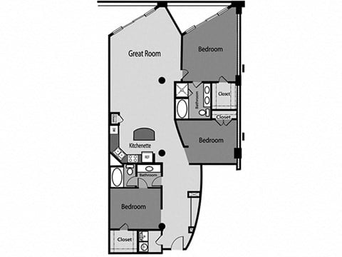 Floor plan for 3 beds, 2 baths, 1839 sqft