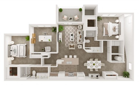 Floor plan for 3 beds, 2 baths, 1425 sqft