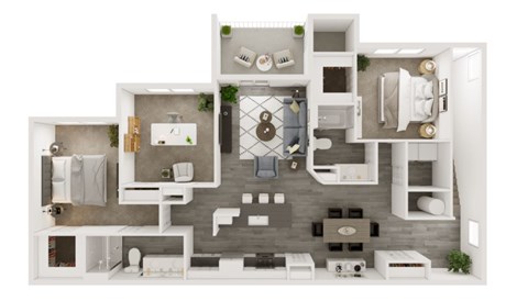 Floor plan for 3 beds, 2 baths, 1452 sqft