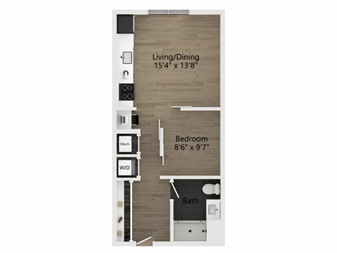 Floor plan for studio, 1 bath, 510 sqft