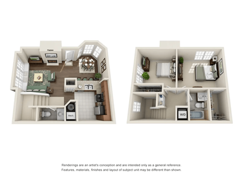 Floor plan for 2 beds, 1 bath, 1034 sqft