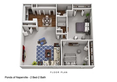 Floor plan for 2 beds, 2 baths, 1100 sqft
