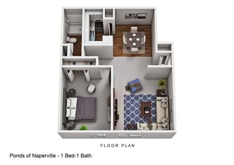 Floor plan for 1 bed, 1 bath, 800 sqft