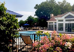 Dearborn apartment for rent - private swimming pool outside the clubhouse of Fairlane Woods in Dearborn, MI