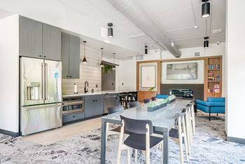 Clubhouse kitchen and seating area