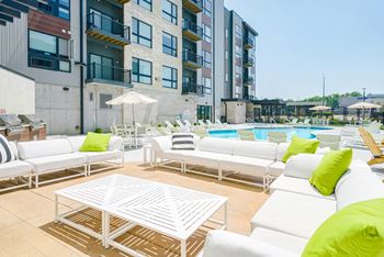 Outdoor lounge seating for relaxing by the pool