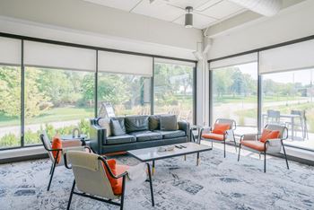 First floor entertainment suite with tv, high-speed internet, and areas to work from home