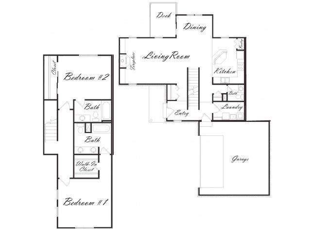 Floor plan for 2 beds, 2.5 baths, 1777 sqft