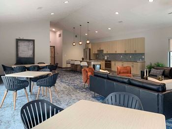 Clubhouse kitchen and seating areas