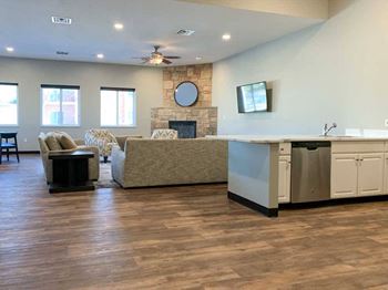 Pinebrook - amenities - updated clubhouse kitchen & tv lounge 2025
