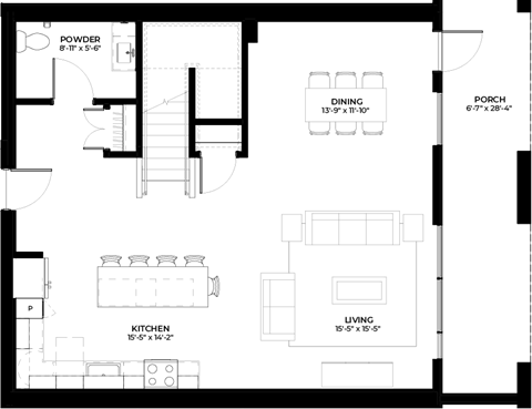 Floor plan for 2 beds, 2.5 baths, 1903 sqft