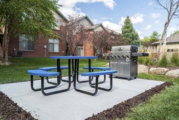 Exteriors-outdoor grill with picnic table