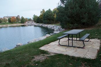 Exteriors-picnic area overlooking private pond