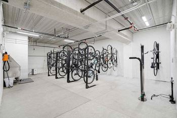Amenities - bike locker, tire air pump, and pet wash station