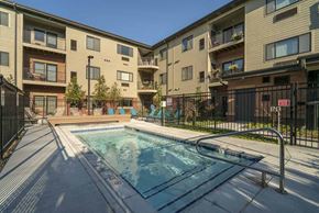 Omaha apartment for rent - Hybrid pool/hot tub at The Conrad near UNMC in the Blackstone District Omaha NE 68105
