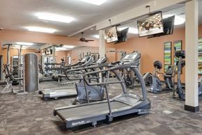 Lincoln apartment for rent - 24-hour fitness center with TVs at The Flats at 84 in southeast Lincoln NE 68516
