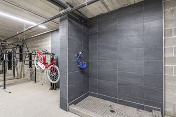 Exteriors-bike wash station next to bike storage area