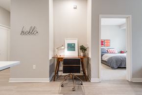 Bloomington apartment for rent - Interiors- Office space and bedroom view at The Preserve at Normandale Lake in Bloomington, MN