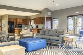 Exteriors-clubhouse interior with full kitchen and seating