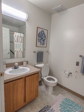 Annapolis apartment for rent - an empty bathroom with a sink toilet and mirror