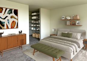 Rockville apartment for rent - A bedroom with a large bed and a wooden cabinet.