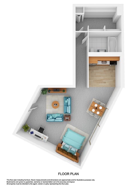 Floor plan for studio, 1 bath, 361 sqft
