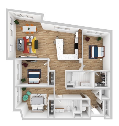 Floor plan for 3 beds, 2 baths, 1146 sqft