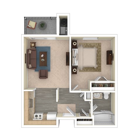 Floor plan for 1 bed, 1 bath, 564 sqft