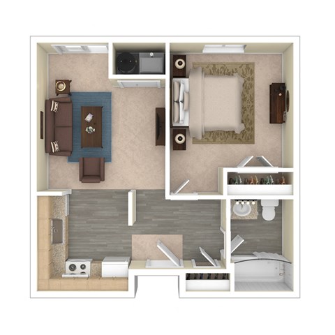 Floor plan for 1 bed, 1 bath, 564 sqft