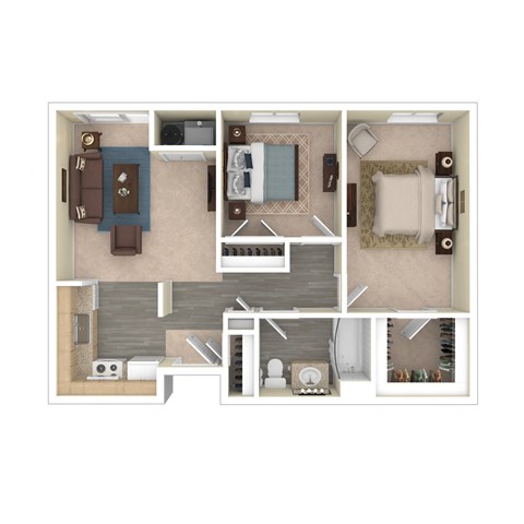 Floor plan for 2 beds, 1 bath, 803 sqft