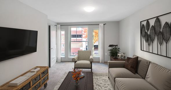 Baltimore apartment for rent - a living room with a couch and a chair and a television