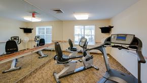 Upper Marlboro apartment for rent - A gym with treadmills, elliptical machines, and exercise bikes.