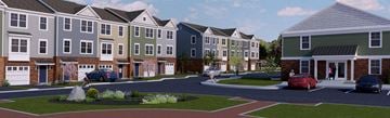 Lutherville townhouse for rent - a rendering of an apartment complex with cars parked in front of it