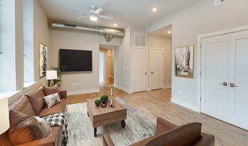 Baltimore apartment for rent - a living room with a couch and a coffee table