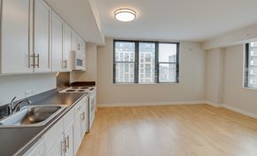 Washington apartment for rent - kitchen view with large windows