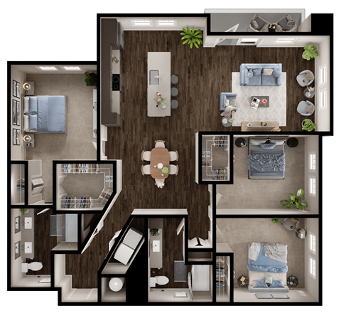 Floor plan for 3 beds, 2 baths, 1574 sqft