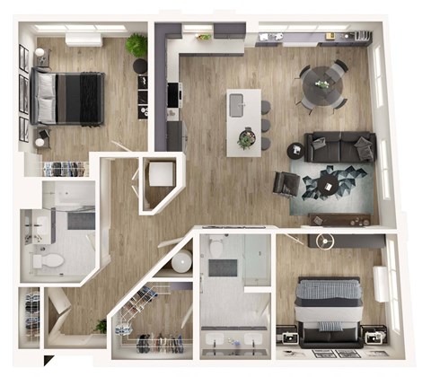Floor plan for 2 beds, 2 baths, 1146 sqft