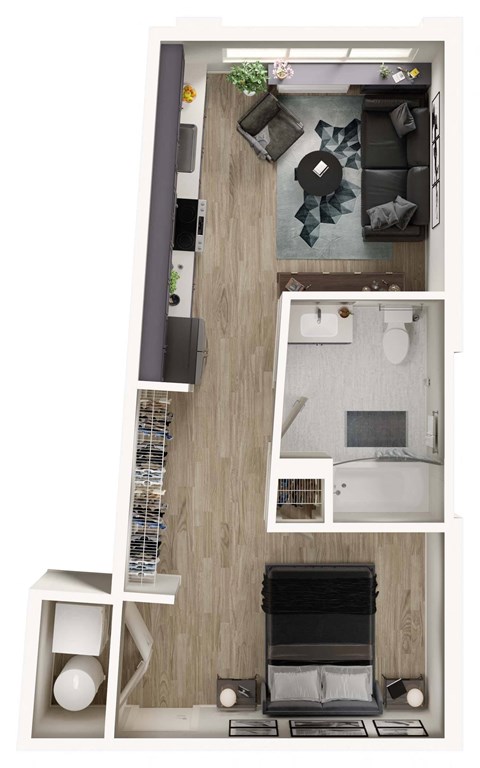 Floor plan for studio, 1 bath, 508 sqft
