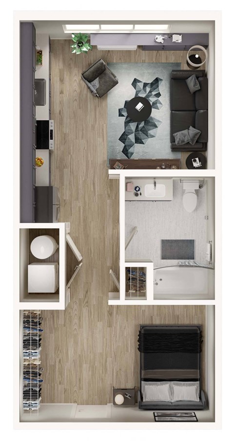 Floor plan for studio, 1 bath, 550 sqft