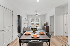 Converse apartment for rent - Modern apartment dining room at The Esther apartments with dining table and chairs.