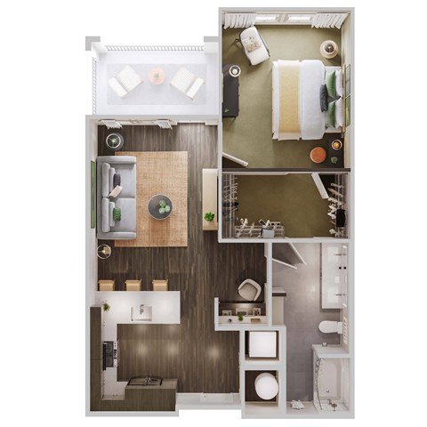 Floor plan for 1 bed, 1 bath, 823 sqft